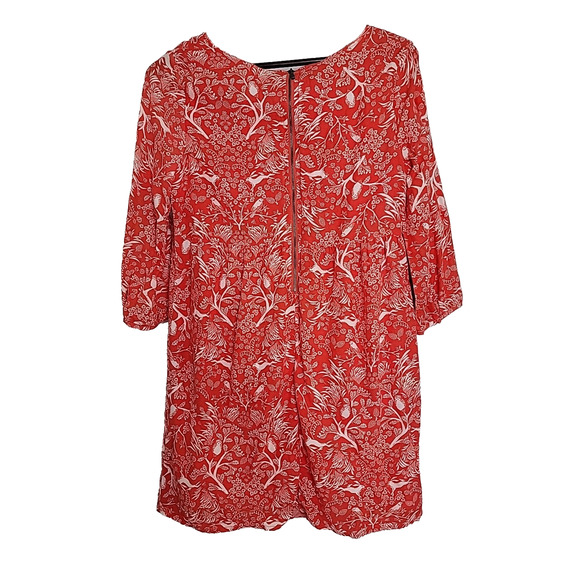 Old Navy Women's Red And White Bird Rabbit Owl Print Shift Dress Size M Woodland - Picture 4 of 9